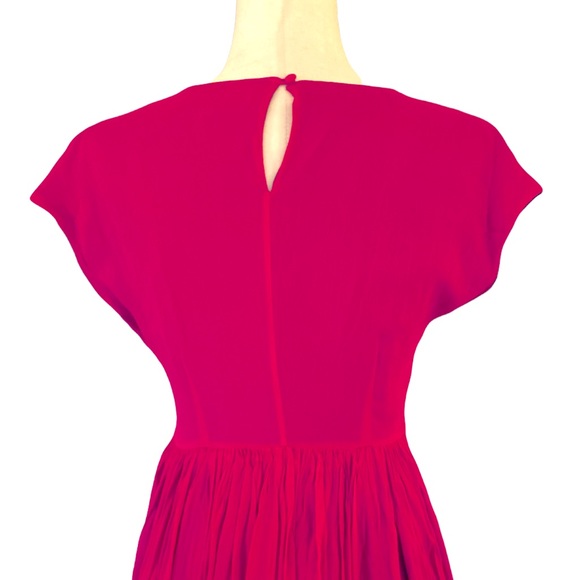 Boden Beaded Jeweled Georgette Fuchsia Pink Scoop Neck Midi Dress - 4 - Picture 8 of 14